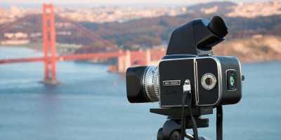 Golden Gate Bridge and Hasselblad 500 C medium format camera